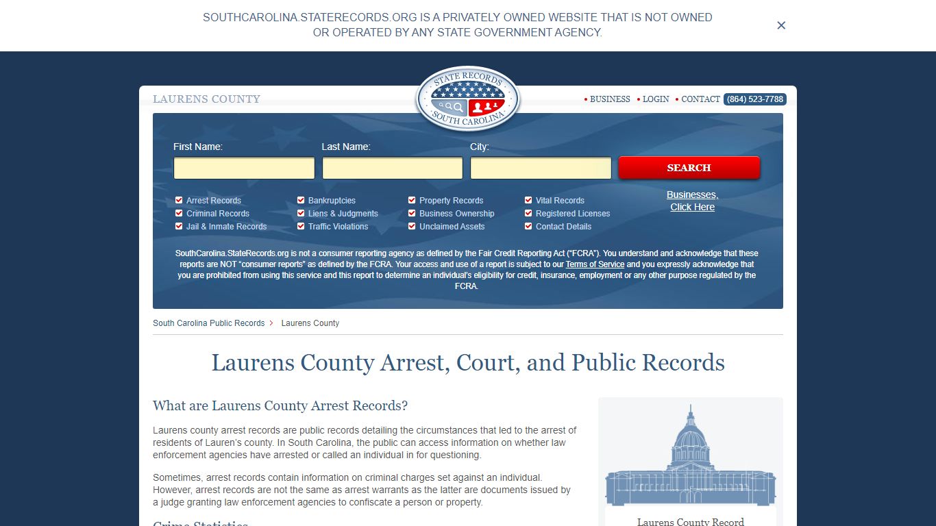 Laurens County Arrest, Court, and Public Records