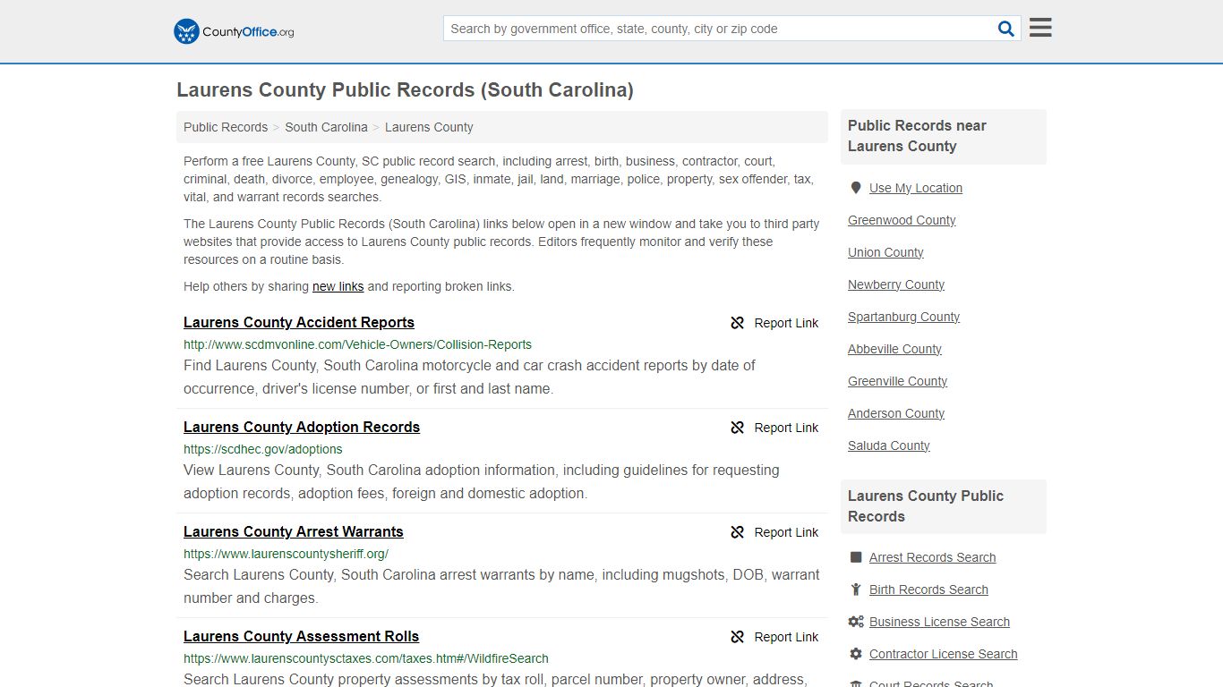 Laurens County Public Records (South Carolina) - County Office